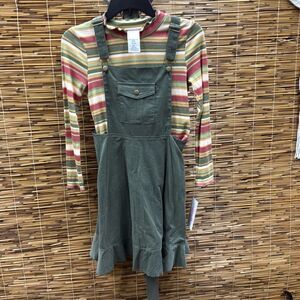 Bonnie Jean Big Girls Corduroy Jumper Dress and Knit Top, 2-Piece Set - Green Si